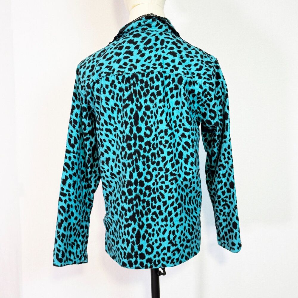 Betsey Johnson | Pajama Top | Turqoise Leopard Long Sleeve | Sz S / P - Picture 3 of 3